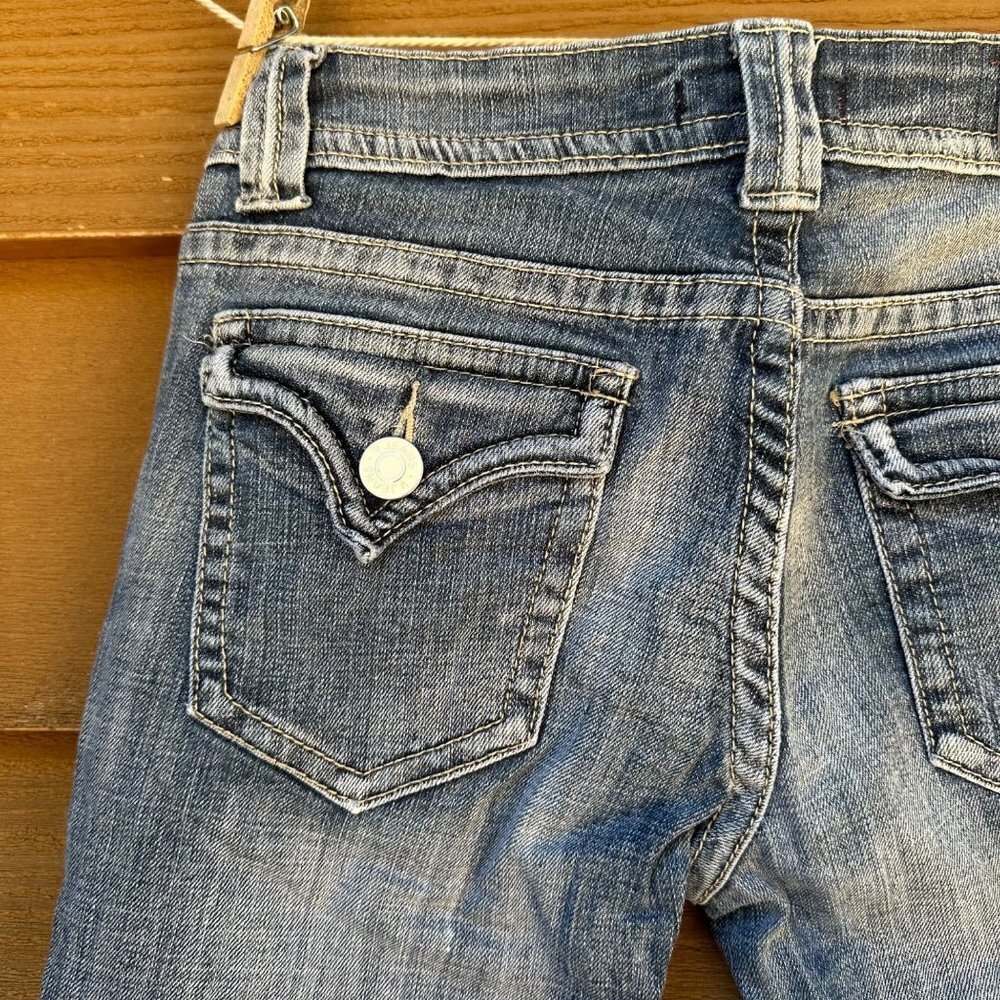 Vigoss Boot Cut Medium Boot Cut Blue Button Pocket Jeans - Picture 9 of 10